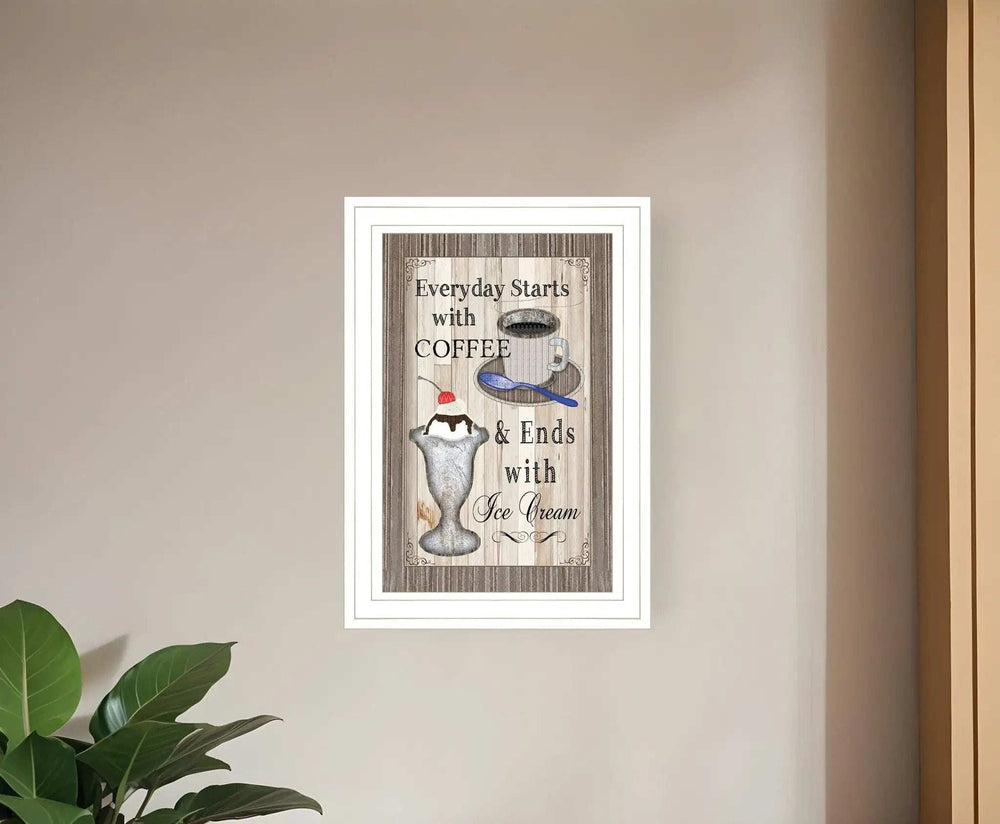 Everyday Starts with Coffee 1 White Framed Print Wall Art - Homeroots - Flyclothing LLC