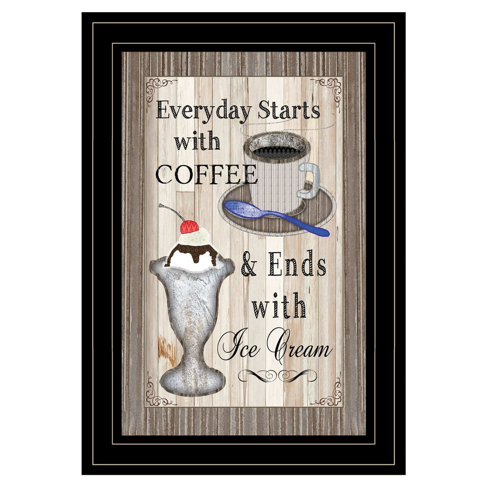 Everyday Starts with Coffee 2 Black Framed Print Wall Art - Homeroots - Flyclothing LLC