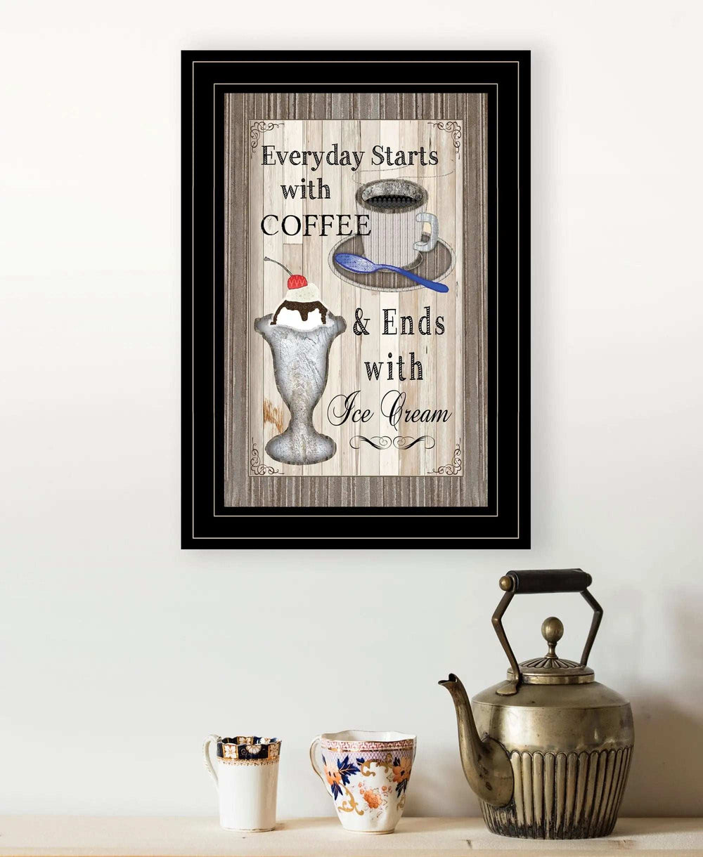 Everyday Starts with Coffee 2 Black Framed Print Wall Art - Homeroots - Flyclothing LLC