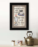 Everyday Starts with Coffee 2 Black Framed Print Wall Art - Homeroots - Flyclothing LLC