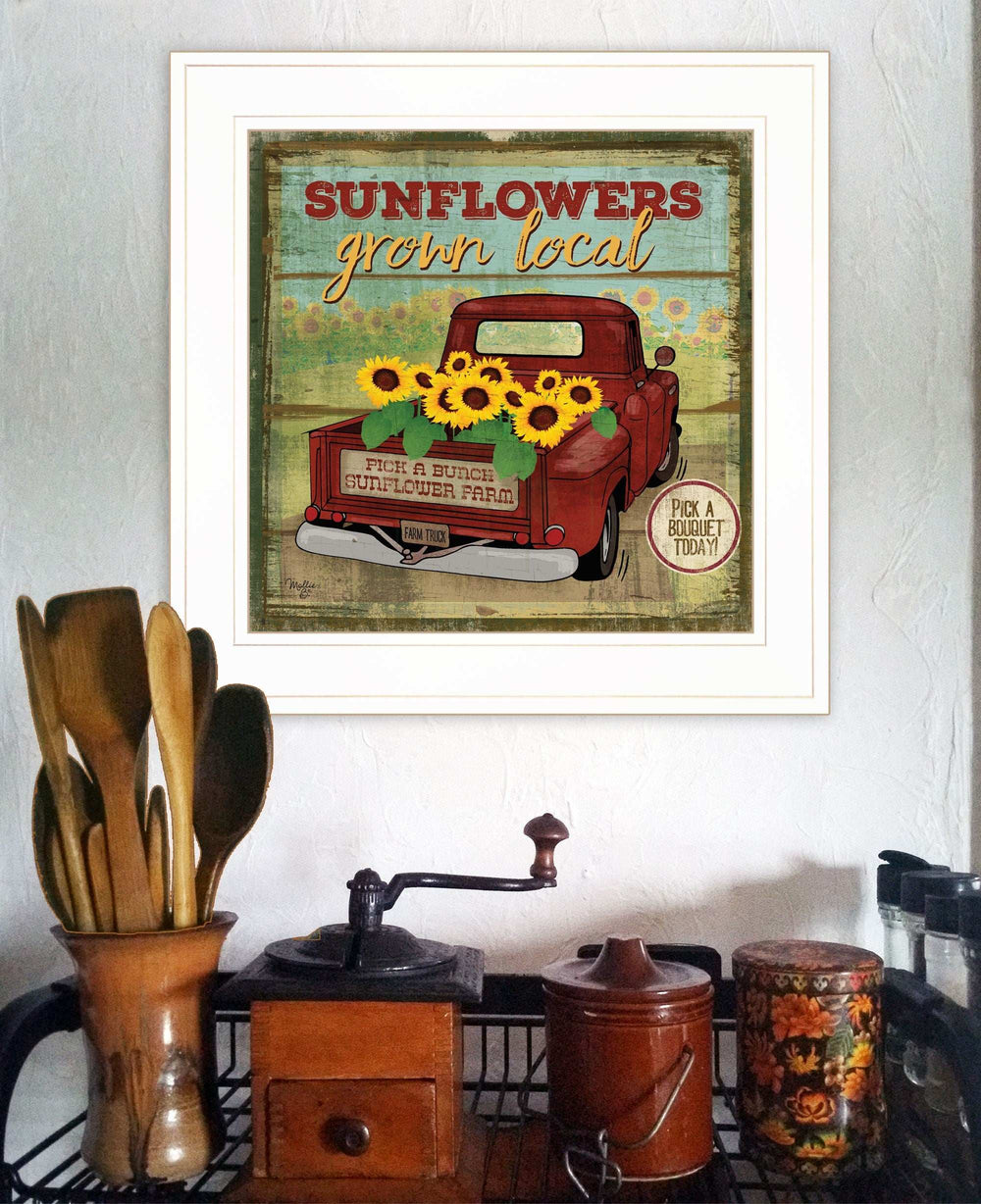 Sunflowers from the Farm 2 White Framed Print Wall Art - Homeroots - Flyclothing LLC