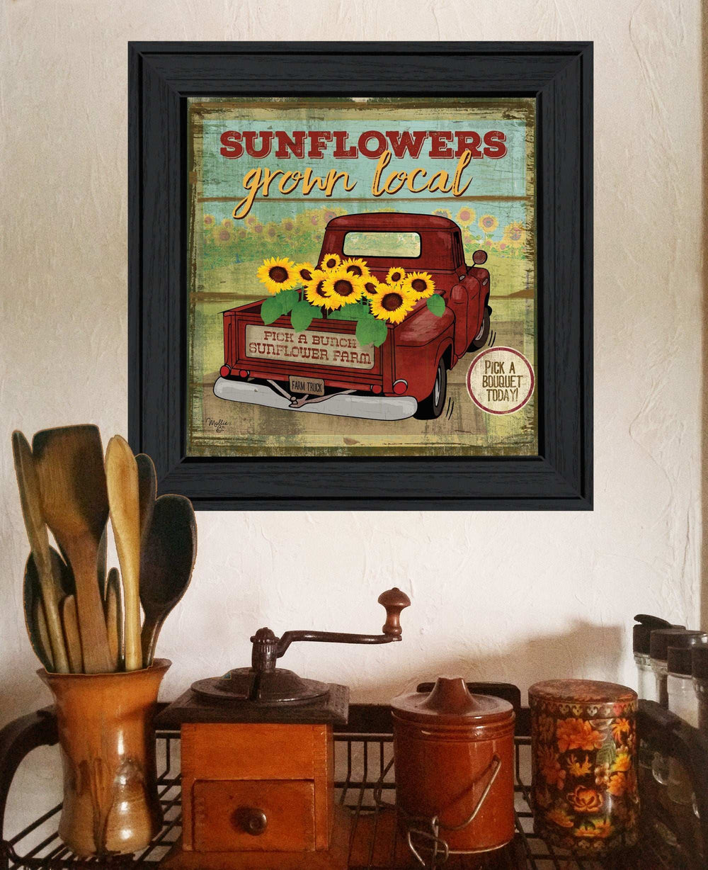 Sunflowers from the Farm 3 Black Framed Print Wall Art - Homeroots - Flyclothing LLC