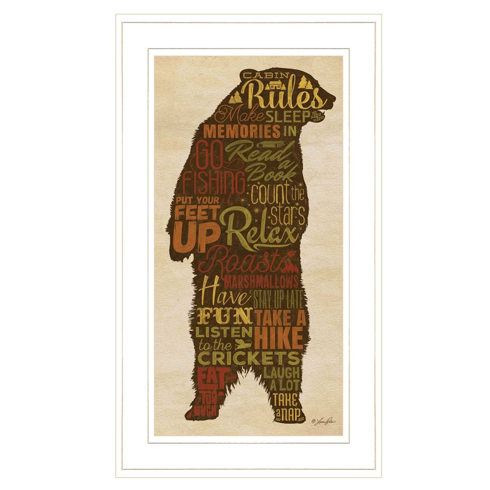 Cabin Rules 3 White Framed Print Wall Art - Homeroots - Flyclothing LLC