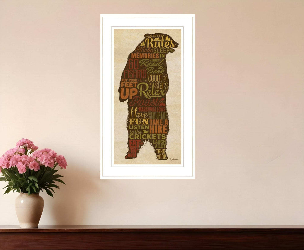 Cabin Rules 3 White Framed Print Wall Art - Homeroots - Flyclothing LLC