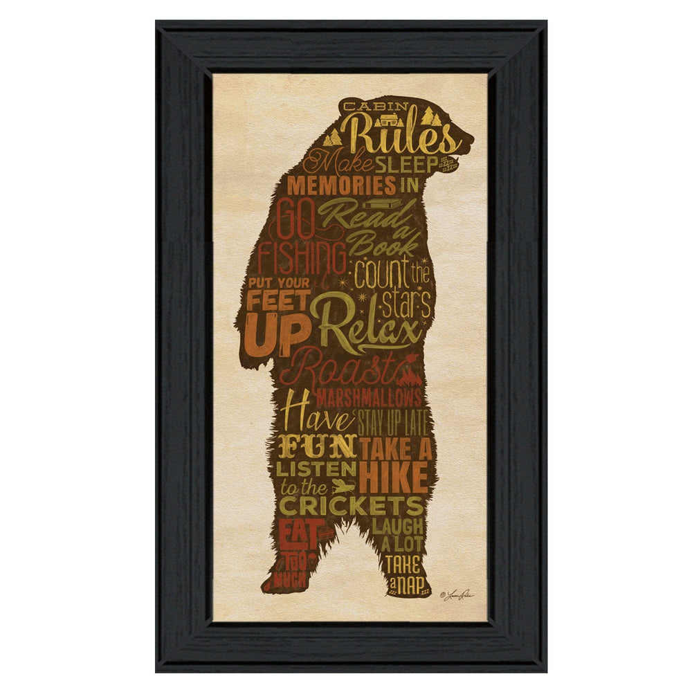 Cabin Rules 4 Black Framed Print Wall Art - Homeroots - Flyclothing LLC
