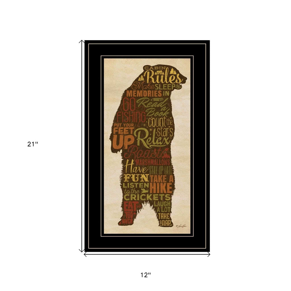 Cabin Rules 5 Black Framed Print Wall Art - Homeroots - Flyclothing LLC