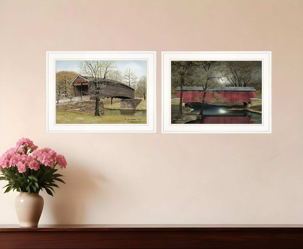 Set Of Two Bridges of 1 White Framed Print Wall Art - Homeroots - Flyclothing LLC