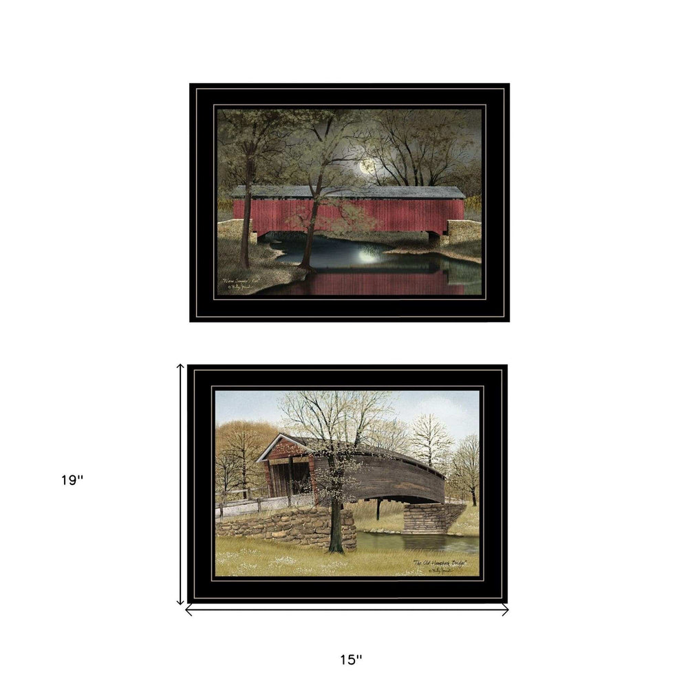 Set Of Two Bridges of 2 Black Framed Print Wall Art - Homeroots - Flyclothing LLC