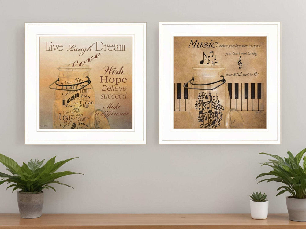 Set Of Two Music 1 White Framed Print Wall Art - Homeroots - Flyclothing LLC