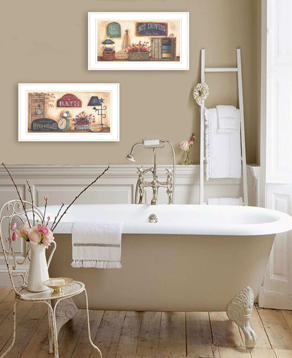 Set Of Two Bath 2 White Framed Print Bathroom Wall Art - Homeroots - Flyclothing LLC