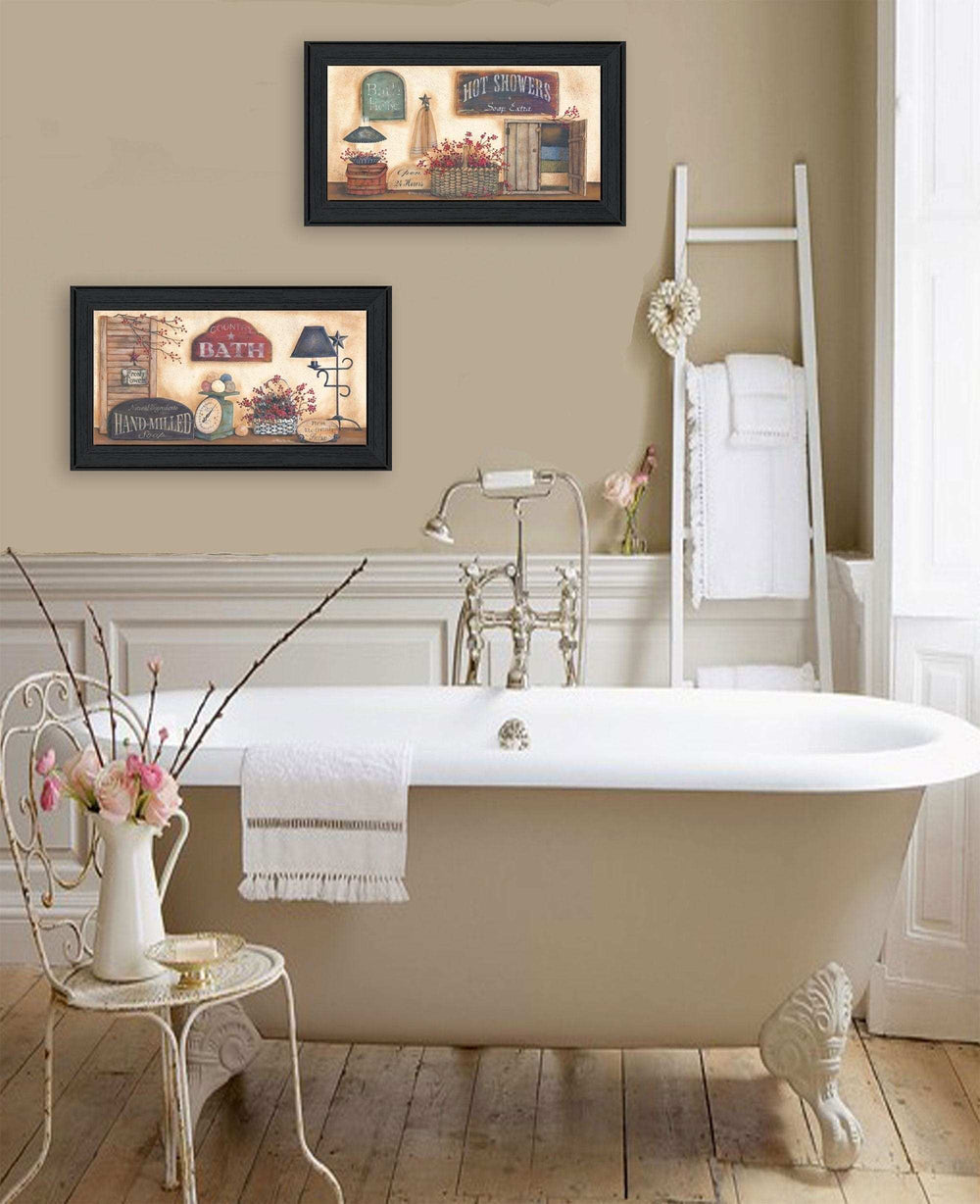 Set Of Two Bath 3 Black Framed Print Bathroom Wall Art - Homeroots - Flyclothing LLC