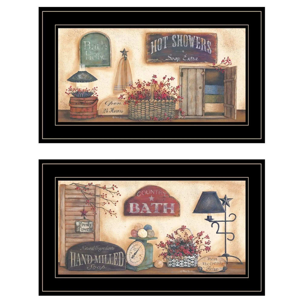 Set Of Two Bath 4 Black Framed Print Bathroom Wall Art - Homeroots - Flyclothing LLC