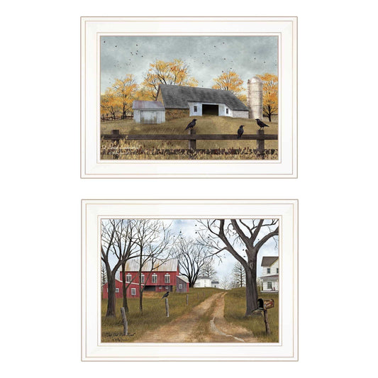 Set Of Two Country Roads 1 White Framed Print Wall Art - Homeroots - Flyclothing LLC