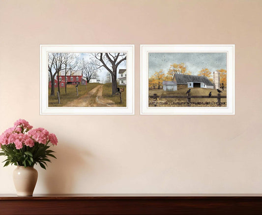 Set Of Two Country Roads 1 White Framed Print Wall Art - Homeroots - Flyclothing LLC