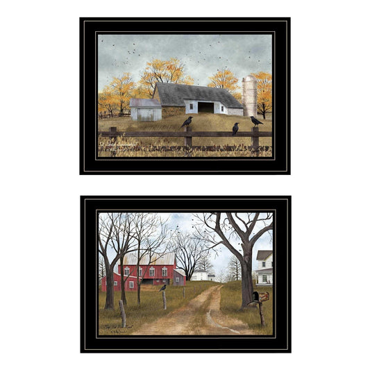 Set Of Two Country Roads 2 Black Framed Print Wall Art - Homeroots - Flyclothing LLC