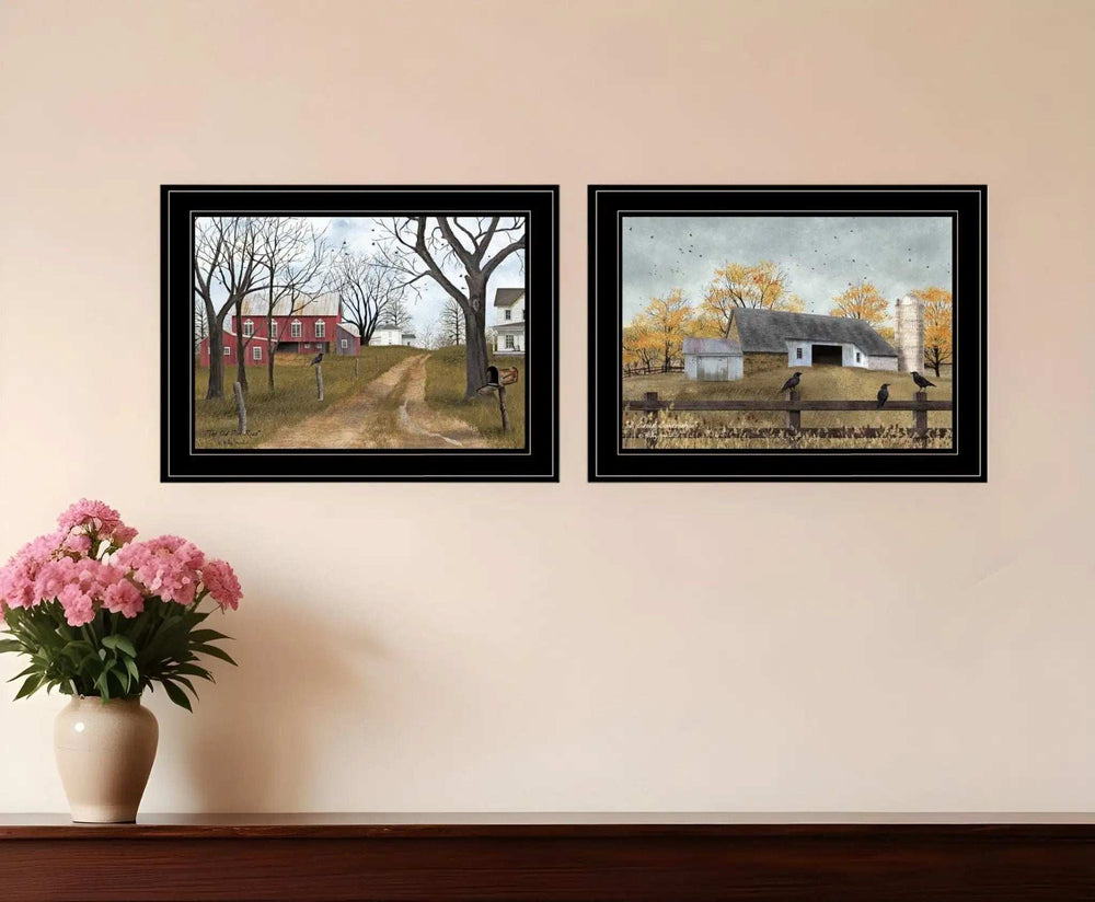 Set Of Two Country Roads 2 Black Framed Print Wall Art - Homeroots - Flyclothing LLC