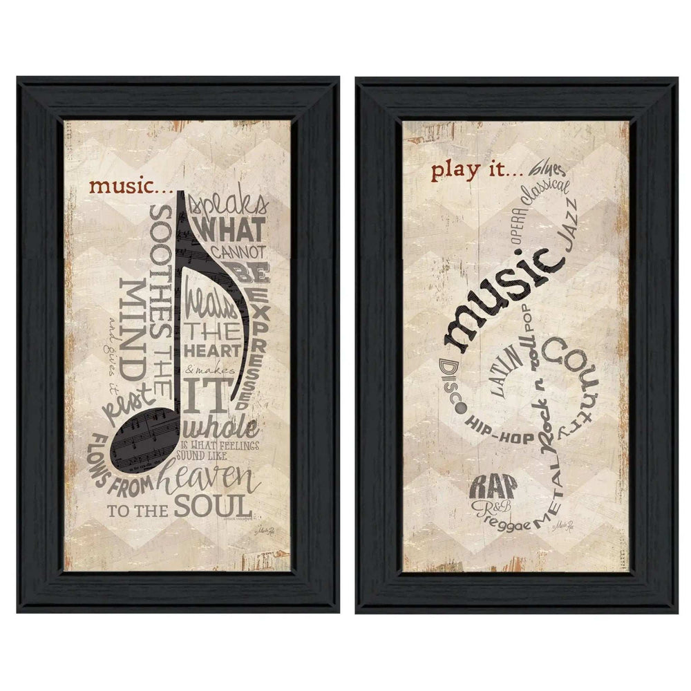 Set Of Two Music 8 Black Framed Print Wall Art - Homeroots - Flyclothing LLC