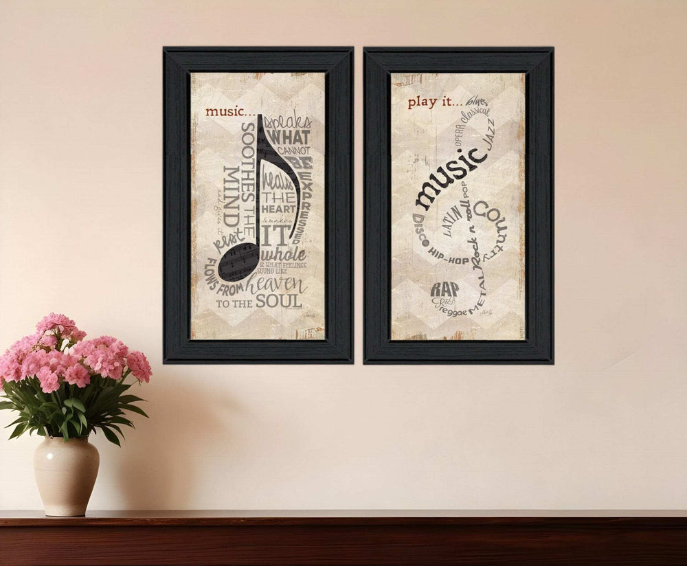Set Of Two Music 8 Black Framed Print Wall Art - Homeroots - Flyclothing LLC