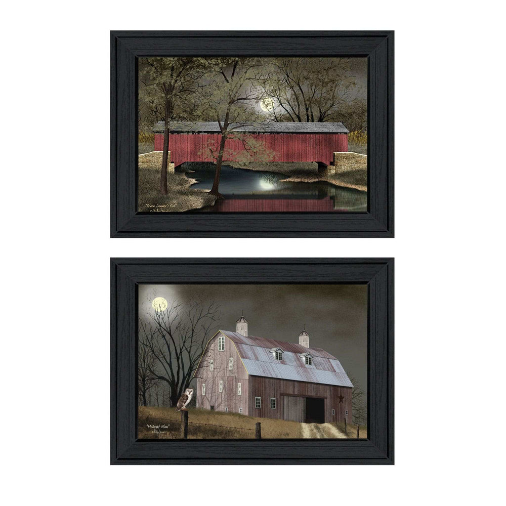 Set Of Two Midnight Moon 2 Black Framed Print Wall Art - Homeroots - Flyclothing LLC