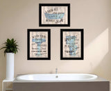 Set Of Three Bathroom Humor Black Framed Print Bathroom Wall Art - Homeroots - Flyclothing LLC