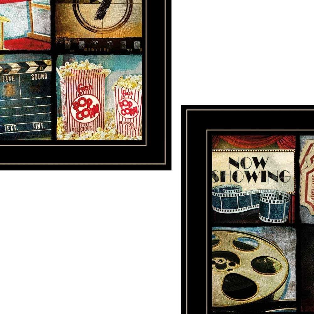 Set Of Two At The Movies Black Framed Print Wall Art - Homeroots - Flyclothing LLC