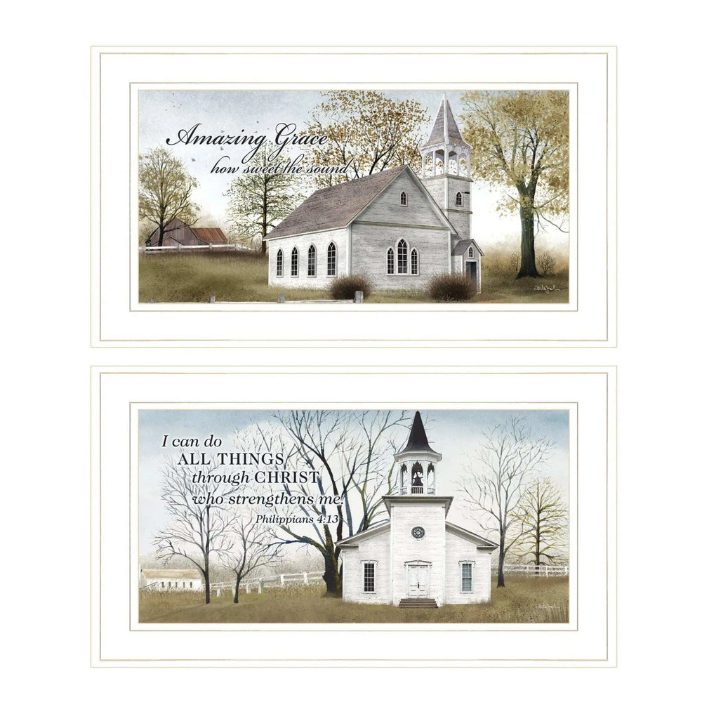 Set Of Two Amazing Grace 2 White Framed Print Wall Art - Homeroots - Flyclothing LLC