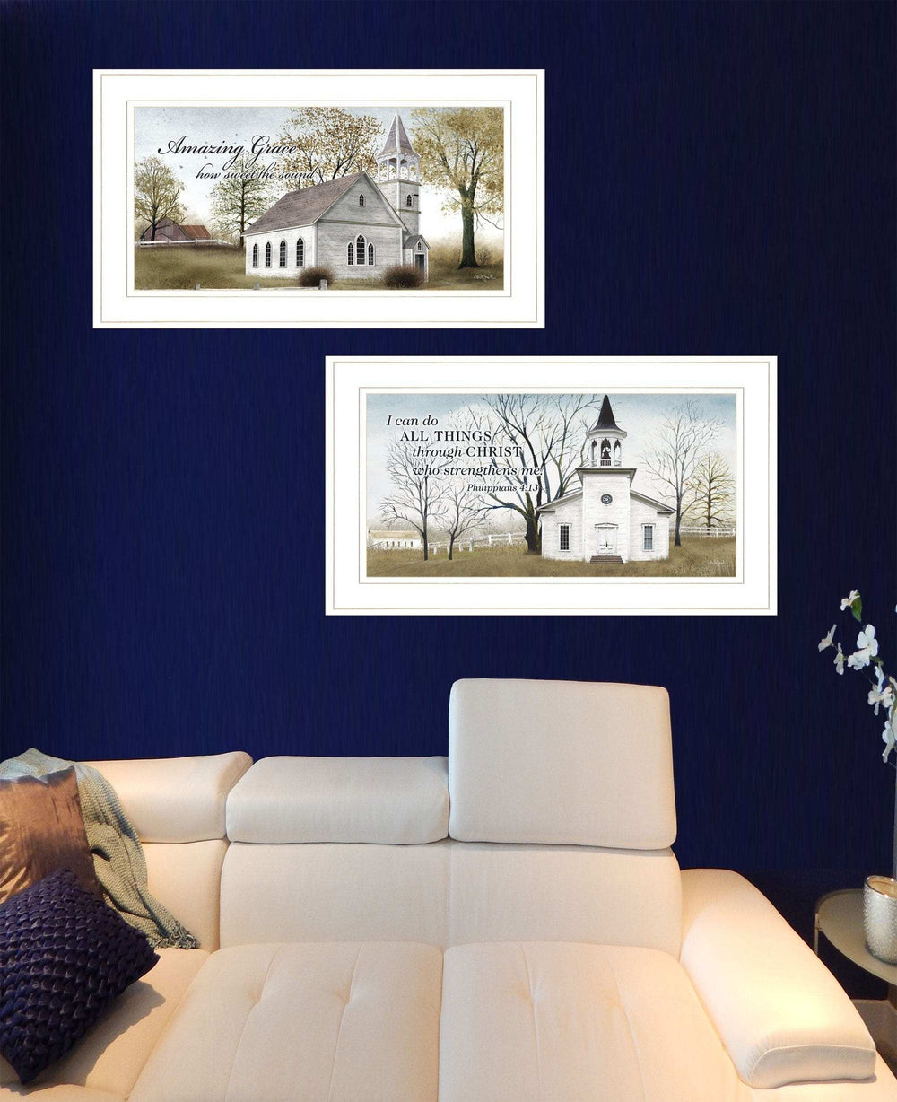 Set Of Two Amazing Grace 2 White Framed Print Wall Art - Homeroots - Flyclothing LLC