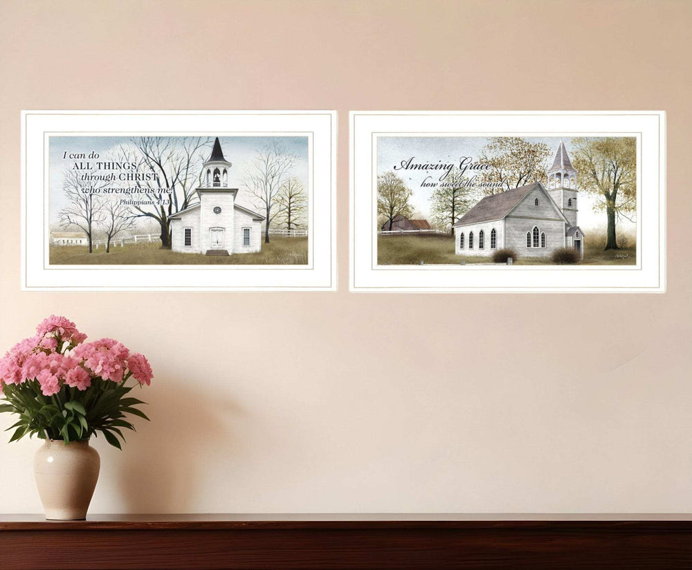 Set Of Two Amazing Grace 2 White Framed Print Wall Art - Homeroots - Flyclothing LLC