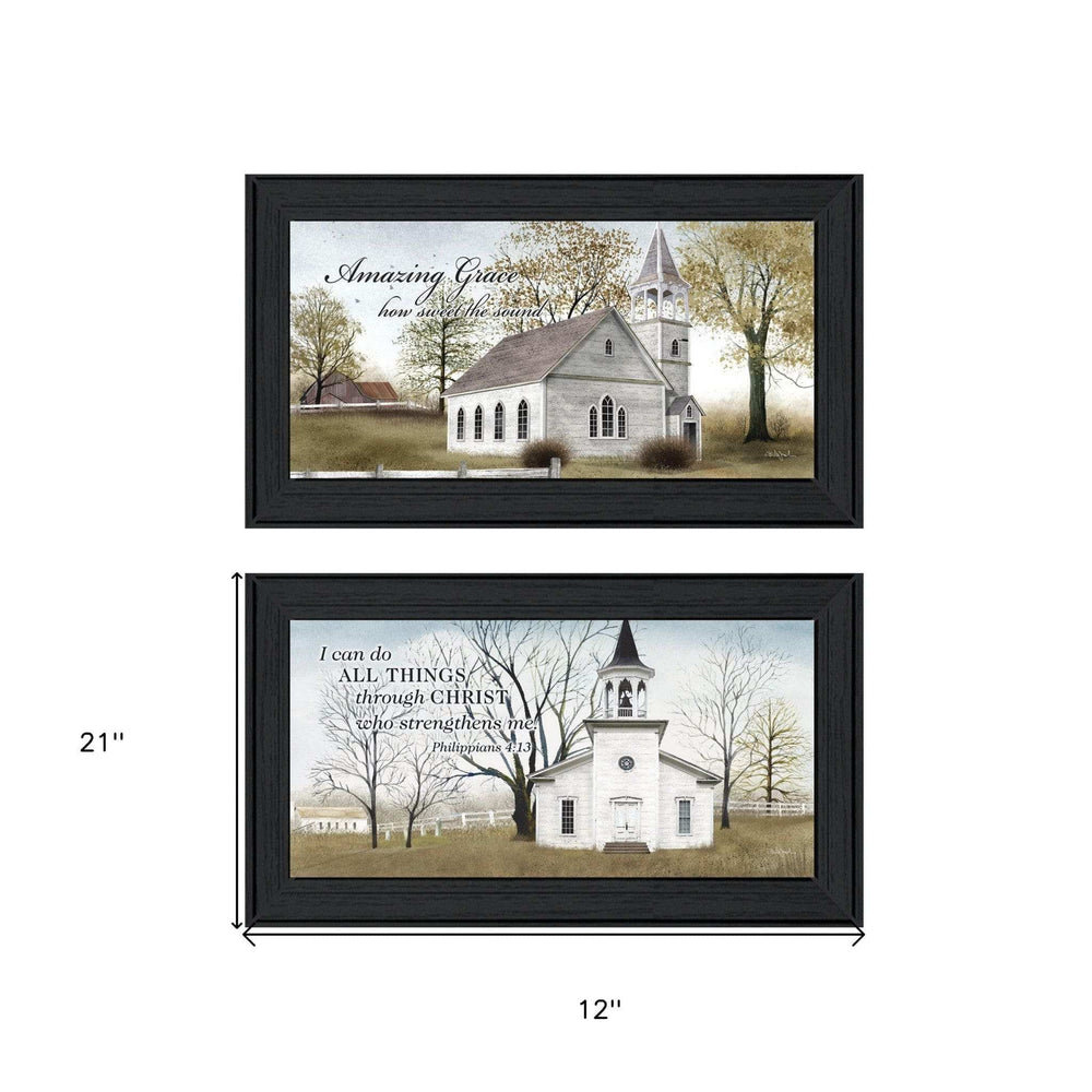 Set Of Two Amazing Grace 3 Black Framed Print Wall Art - Homeroots - Flyclothing LLC