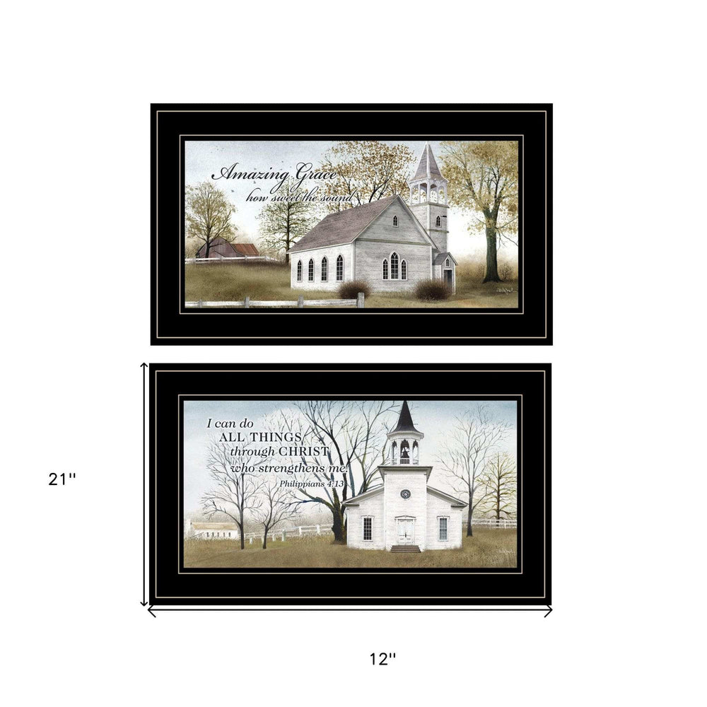 Set Of Two Amazing Grace 4 Black Framed Print Wall Art - Homeroots - Flyclothing LLC