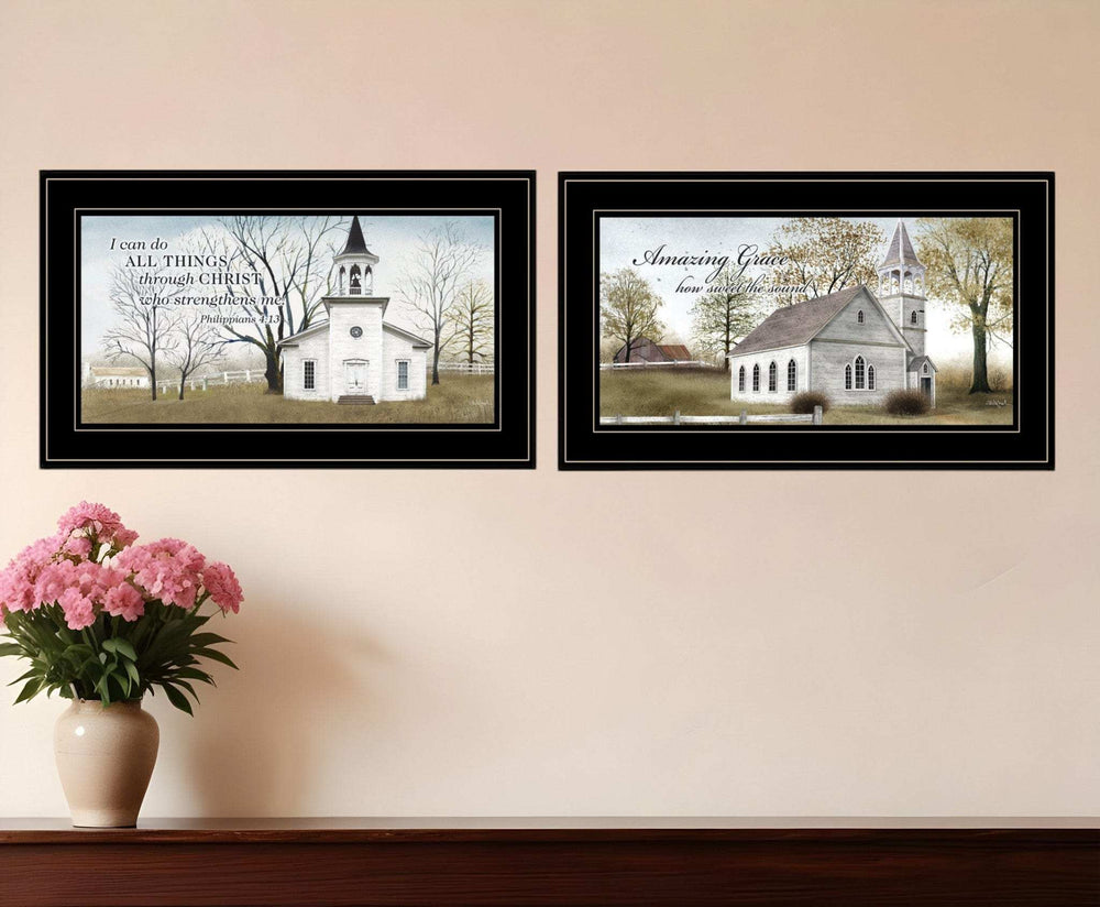 Set Of Two Amazing Grace 4 Black Framed Print Wall Art - Homeroots - Flyclothing LLC