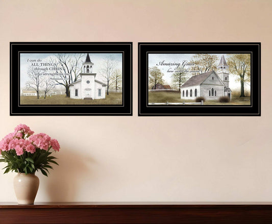 Set Of Two Amazing Grace 4 Black Framed Print Wall Art - Homeroots - Flyclothing LLC
