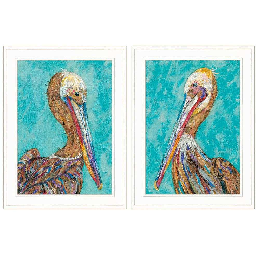 Set Of Two Pelicans 1 White Framed Print Wall Art - Homeroots - Flyclothing LLC