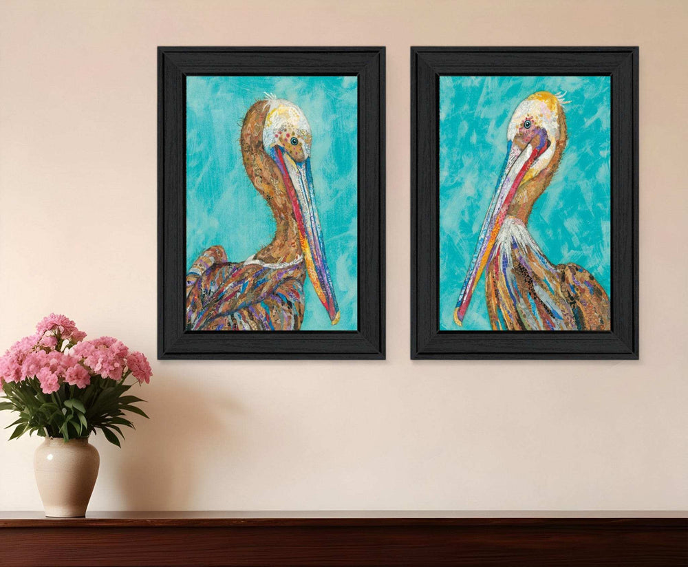 Set Of Two Pelicans 2 Black Framed Print Wall Art - Homeroots - Flyclothing LLC