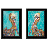 Set Of Two Pelicans Teal Black Framed Print Wall Art - Homeroots - Flyclothing LLC