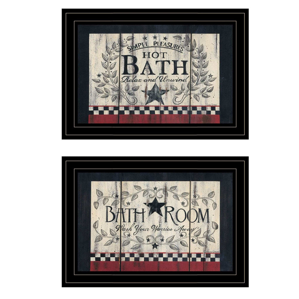 Set Of Two Hot Bath Black Framed Print Bathroom Wall Art - Homeroots - Flyclothing LLC