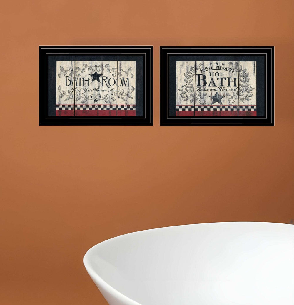 Set Of Two Hot Bath Black Framed Print Bathroom Wall Art - Homeroots - Flyclothing LLC