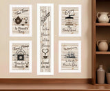 Set Of Five Kitchen Friendship 5 White Framed Print Kitchen Wall Art - Homeroots - Flyclothing LLC