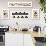 Set Of Four Kitchen Collection Seven Peg Mug Rack White Framed Print Kitchen Wall Art - Homeroots - Flyclothing LLC