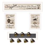 Set Of Four Kitchen Collection Seven Peg Mug Rack White Framed Print Kitchen Wall Art - Homeroots - Flyclothing LLC