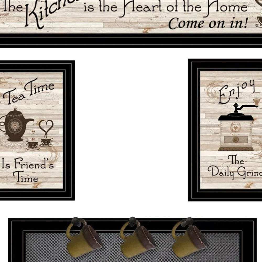 Set Of Four Kitchen Collection with Seven Peg Mug Kitchen Wall Art - Homeroots - Flyclothing LLC
