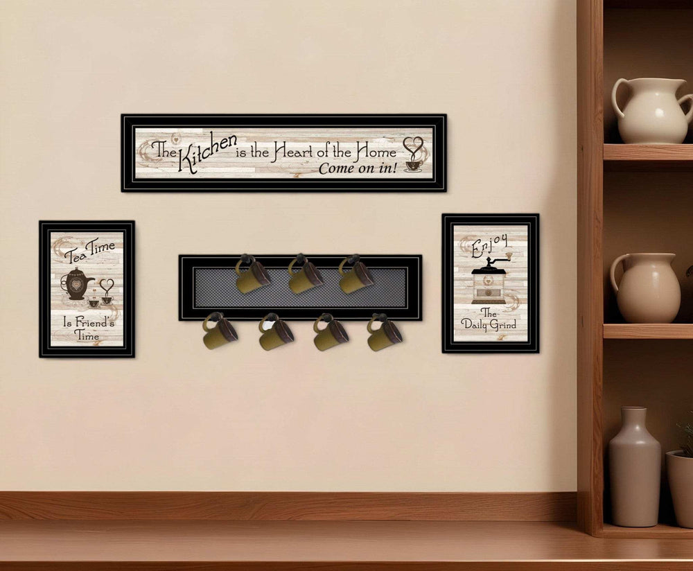 Set Of Four Kitchen Collection with Seven Peg Mug Kitchen Wall Art - Homeroots - Flyclothing LLC