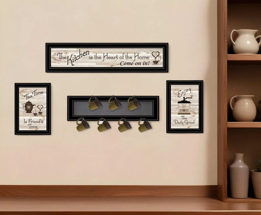 Set Of Four Kitchen Collection with Seven Peg Mug Kitchen Wall Art - Homeroots - Flyclothing LLC