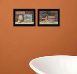 Set Of Two Hot Bath or Clean Towels 2 Black Framed Print Bathroom Wall Art - Homeroots - Flyclothing LLC
