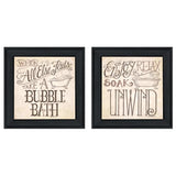 Set Of Two Soak and Unwind 1 Black Framed Print Bathroom Wall Art - Homeroots - Flyclothing LLC
