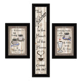 Set Of Three Come On In Black Framed Print Kitchen Wall Art - Homeroots - Flyclothing LLC