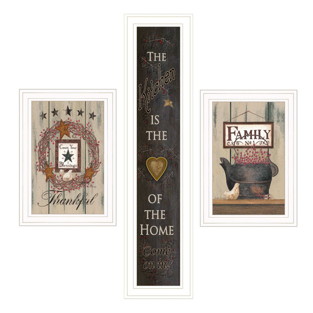 Set Of Three The Primitive Kitchen White Framed Print Kitchen Wall Art - Homeroots - Flyclothing LLC
