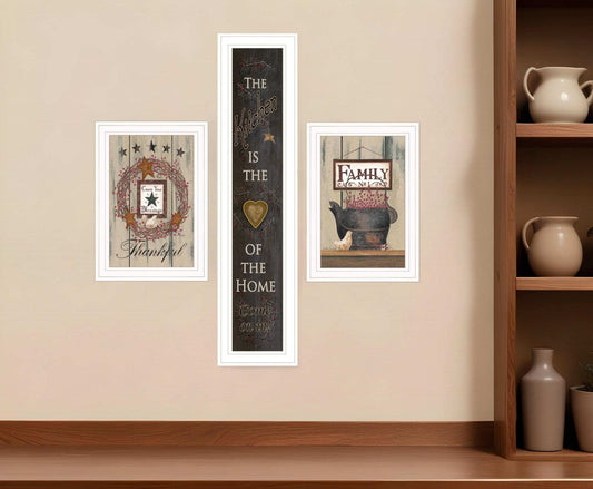 Set Of Three The Primitive Kitchen White Framed Print Kitchen Wall Art - Homeroots - Flyclothing LLC
