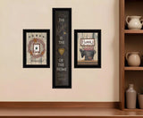 Set Of Three The Primitive Kitchen Black Framed Print Kitchen Wall Art - Homeroots - Flyclothing LLC