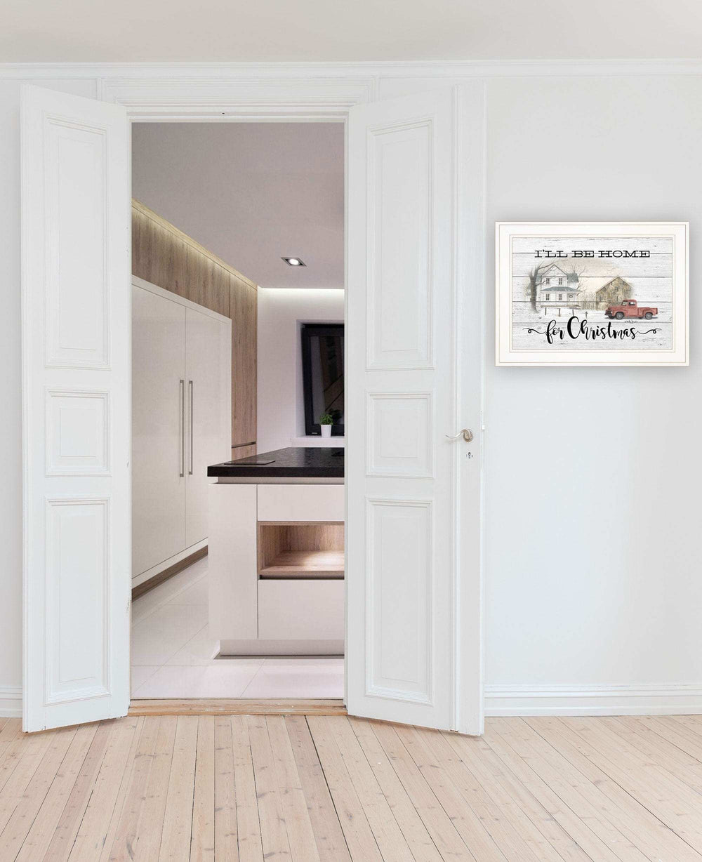 Ill be home for Christmas 2 White Framed Print Wall Art - Homeroots - Flyclothing LLC